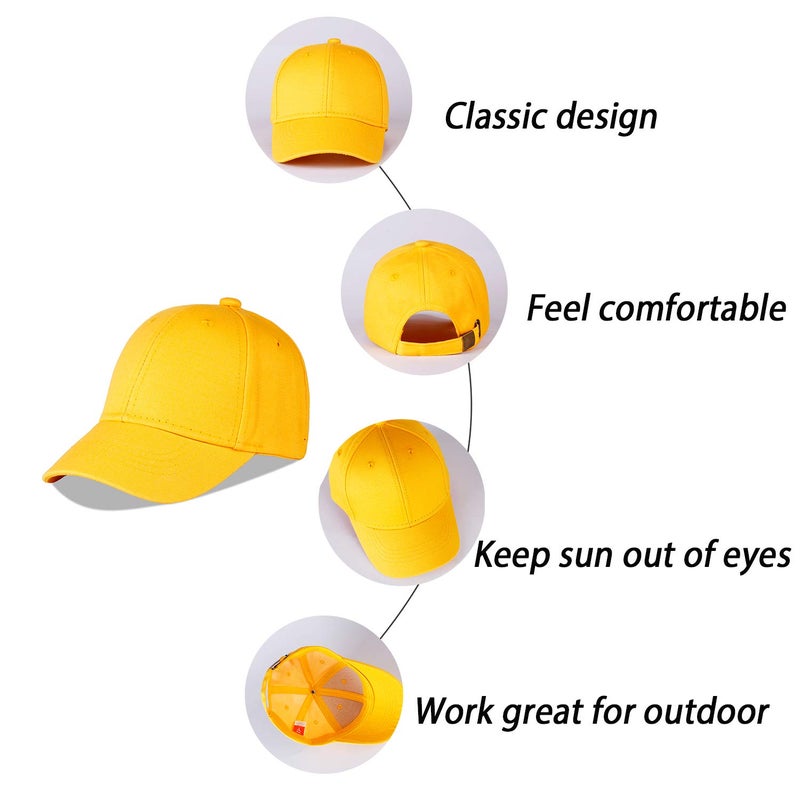 LANGZHEN Cotton Outdoor Toddler Girls Boys Plain Baseball Cap Baby Infant Structured Adjustable Hat for Kids Sun Hat (M-Yellow) - Image 5